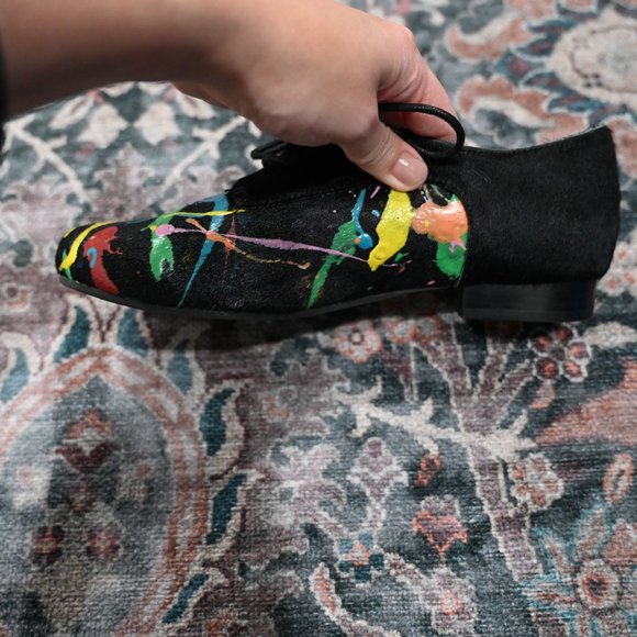 Lola Ramona Size 39 Cowhide Painted Retro Lace Up Shoes | Size 39 / US9 - Picture 6 of 12